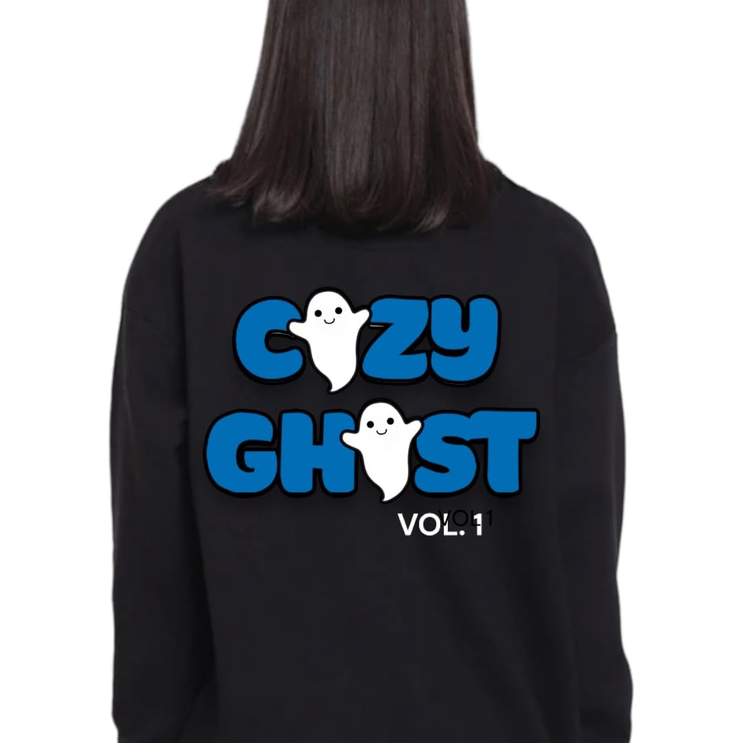 Signature Black Cozy Ghost Hoodie - Unisex Comfortable Hoodie - Custom Logo Colors - Oversized Hoodie (XS, Light Blue)