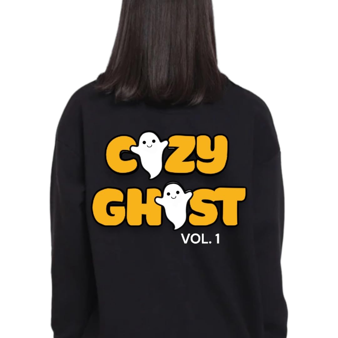 Signature Black Cozy Ghost Hoodie - Unisex Comfortable Hoodie - Custom Logo Colors - Oversized Hoodie (XS, Light Blue)