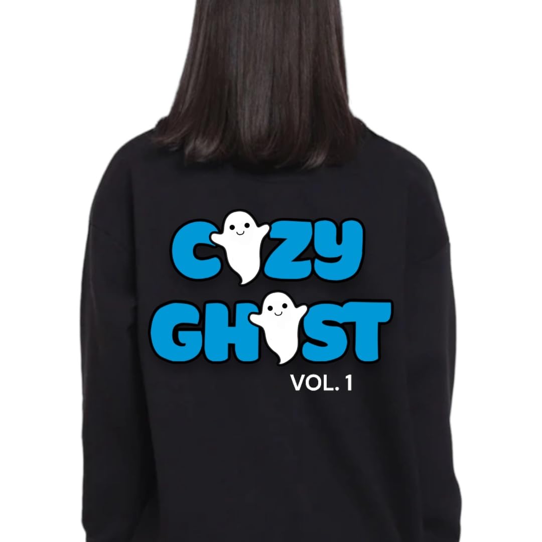 Signature Black Cozy Ghost Hoodie - Unisex Comfortable Hoodie - Custom Logo Colors - Oversized Hoodie (XS, Light Blue)