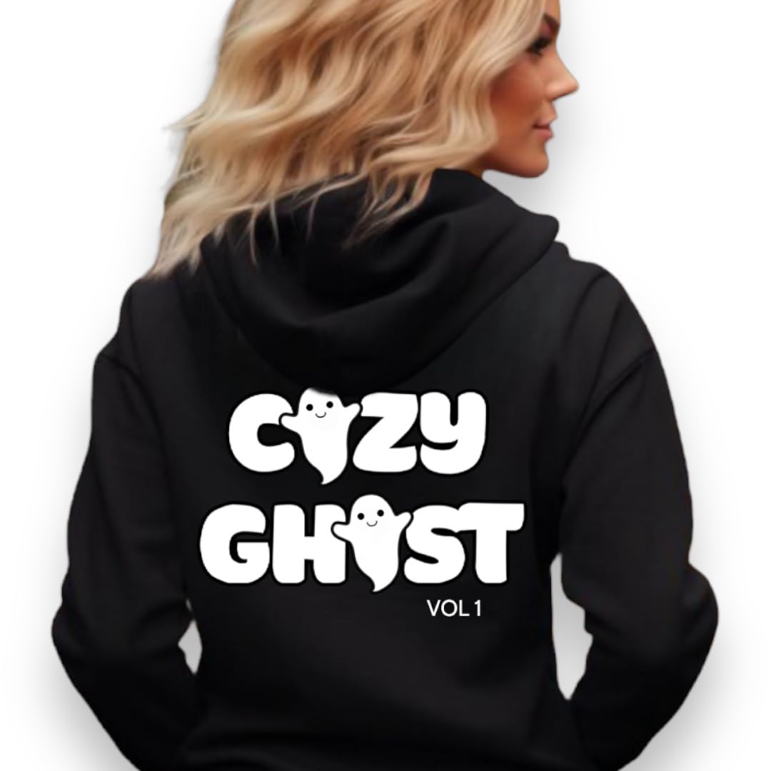Signature Black Cozy Ghost Hoodie - Unisex Comfortable Hoodie - Custom Logo Colors - Oversized Hoodie (XS, Light Blue)
