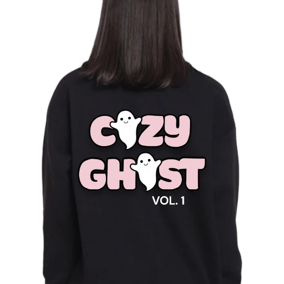 Signature Black Cozy Ghost Hoodie - Unisex Comfortable Hoodie - Custom Logo Colors - Oversized Hoodie (XS, Light Blue)