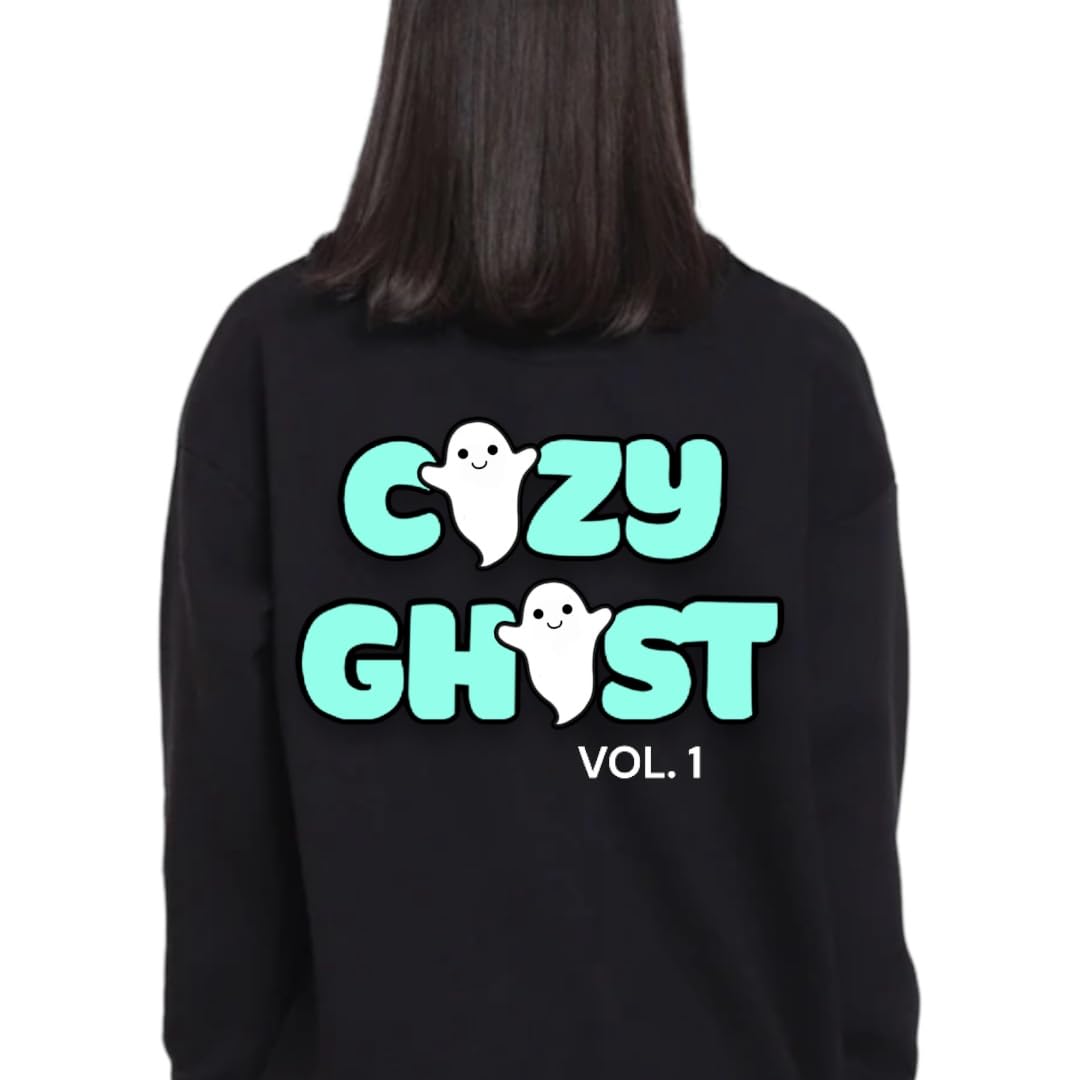 Signature Black Cozy Ghost Hoodie - Unisex Comfortable Hoodie - Custom Logo Colors - Oversized Hoodie (XS, Light Blue)