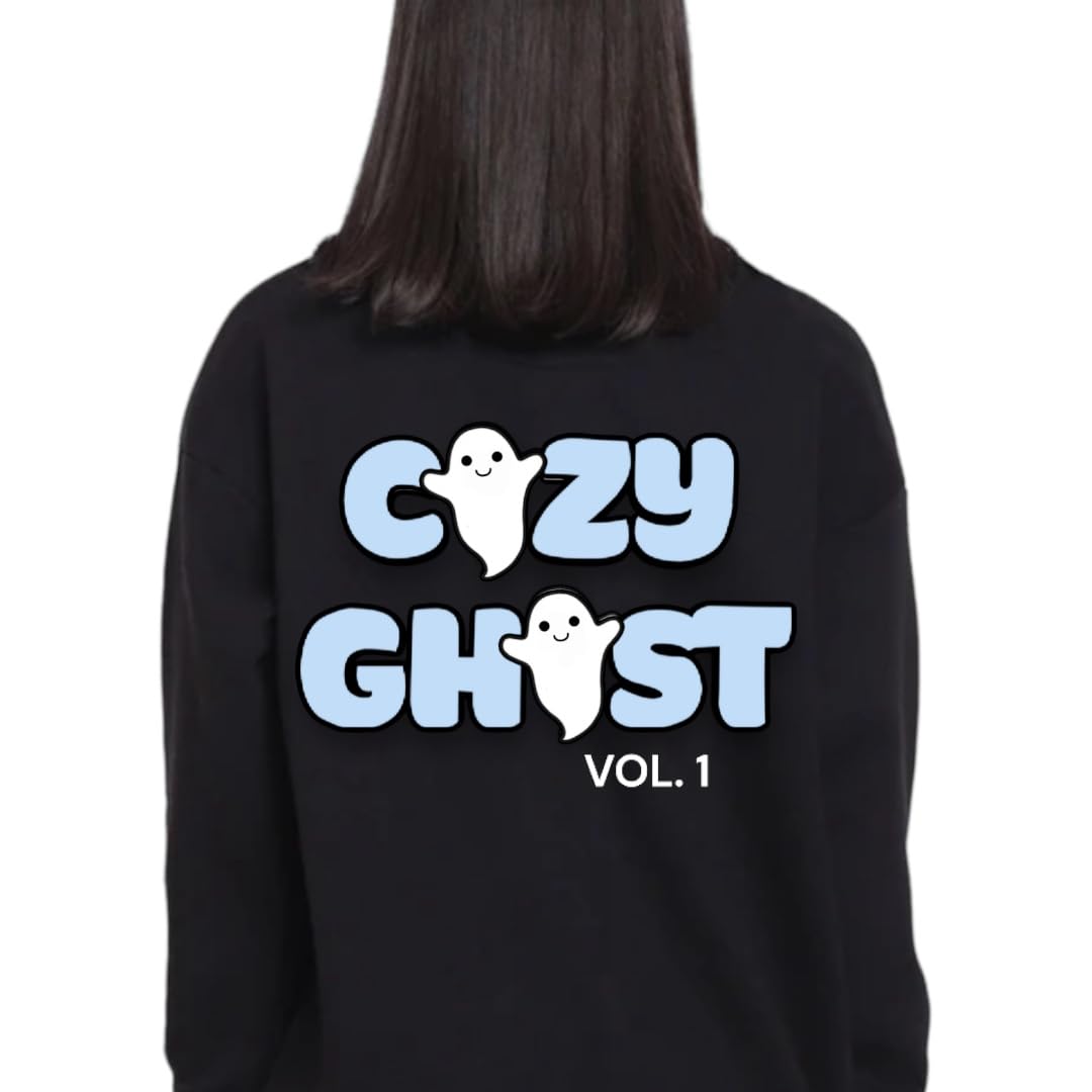 Signature Black Cozy Ghost Hoodie - Unisex Comfortable Hoodie - Custom Logo Colors - Oversized Hoodie (XS, Light Blue)