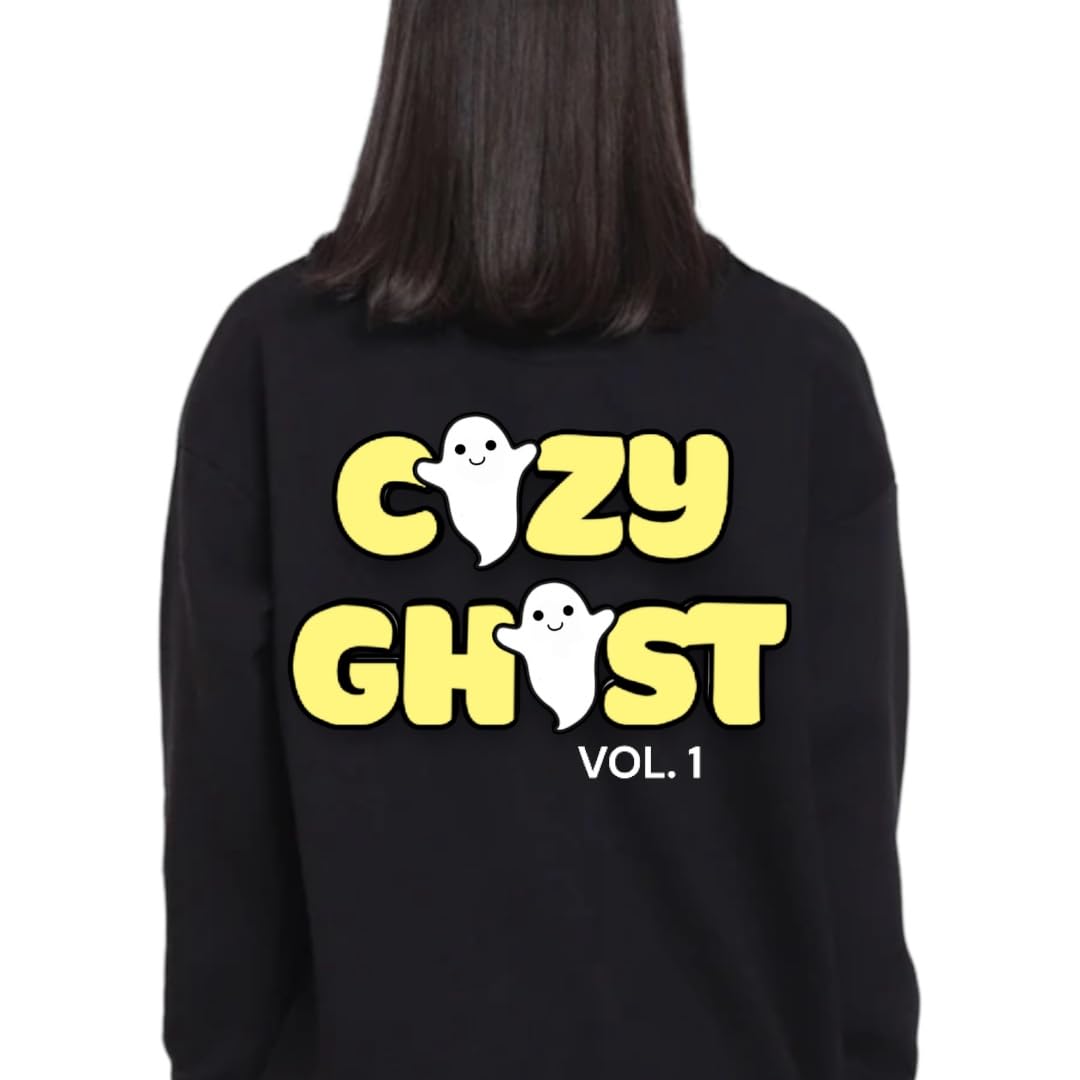 Signature Black Cozy Ghost Hoodie - Unisex Comfortable Hoodie - Custom Logo Colors - Oversized Hoodie (XS, Light Blue)