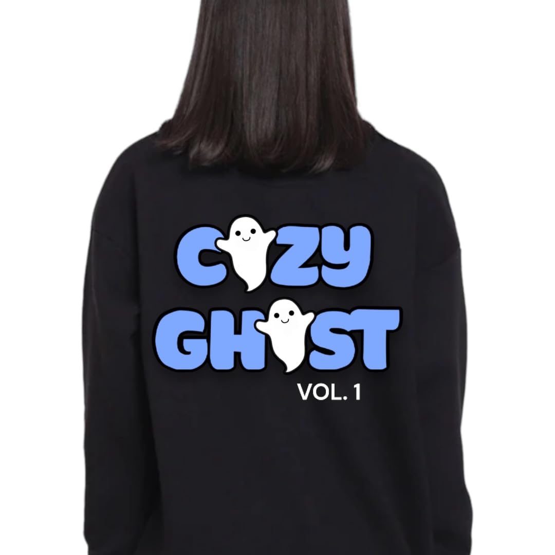 Signature Black Cozy Ghost Hoodie - Unisex Comfortable Hoodie - Custom Logo Colors - Oversized Hoodie (XS, Light Blue)