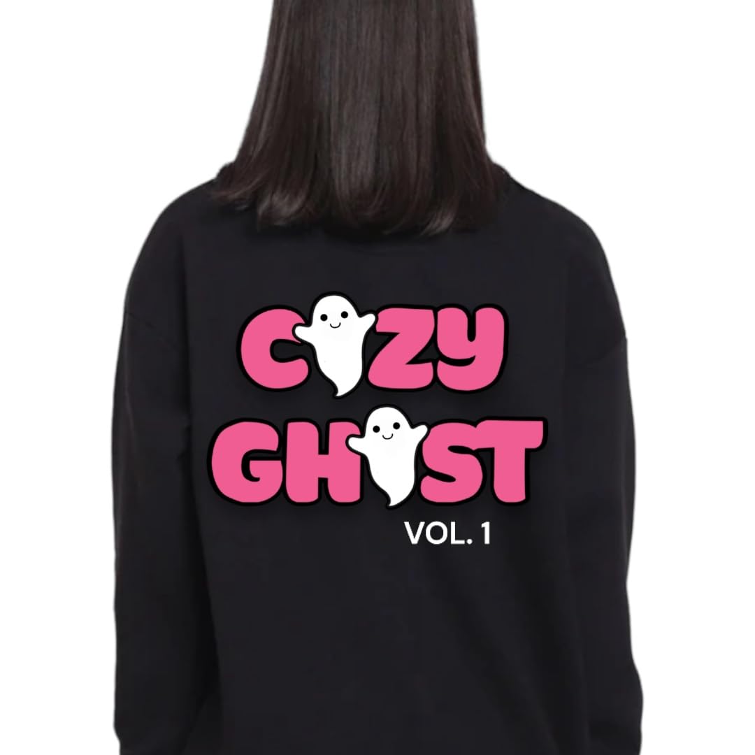 Signature Black Cozy Ghost Hoodie - Unisex Comfortable Hoodie - Custom Logo Colors - Oversized Hoodie (XS, Light Blue)