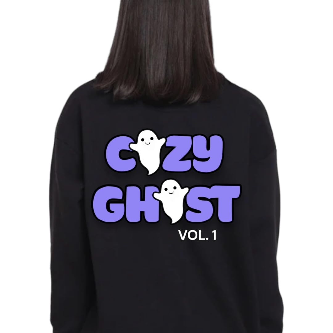 Signature Black Cozy Ghost Hoodie - Unisex Comfortable Hoodie - Custom Logo Colors - Oversized Hoodie (XS, Light Blue)