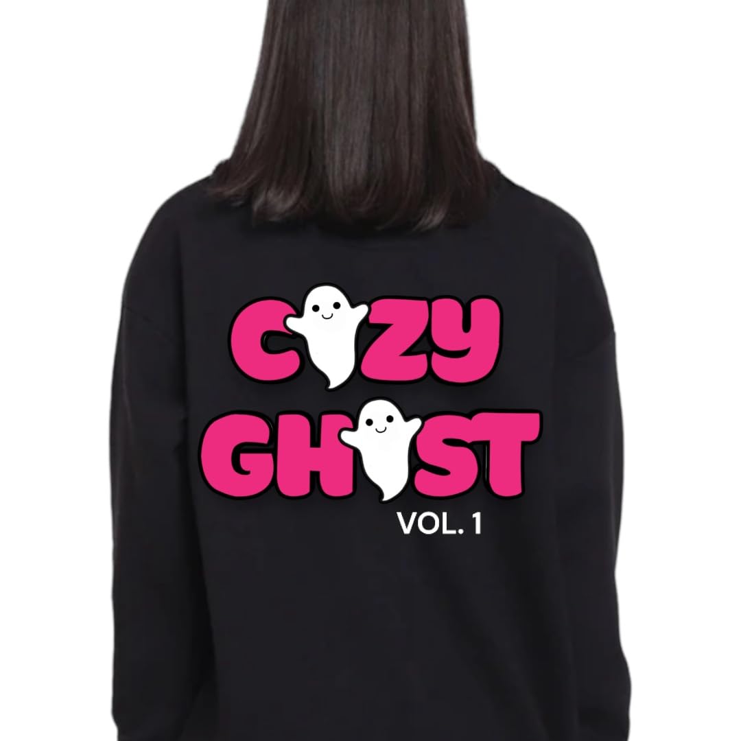 Signature Black Cozy Ghost Hoodie - Unisex Comfortable Hoodie - Custom Logo Colors - Oversized Hoodie (XS, Light Blue)